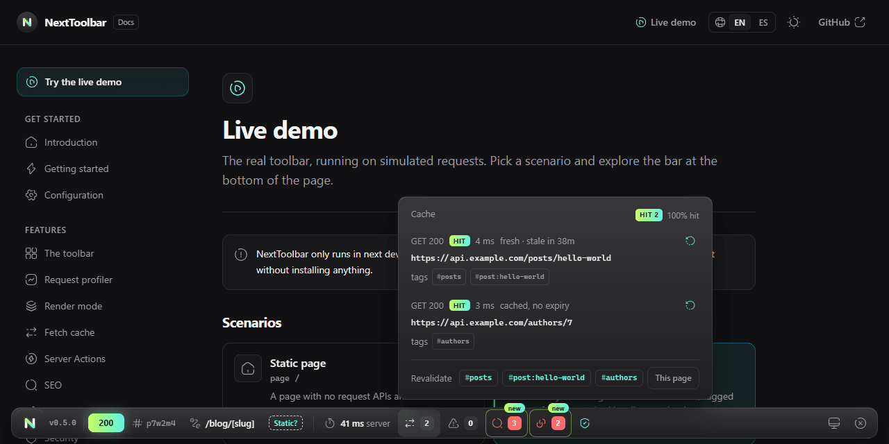 NextToolbar: una barra de depuración para el App Router de Next.js